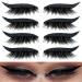 4 Pairs Eyeliner Stickers with Eyelashes  Self-adhesive Glitter False Eyelashes Reusable Waterproof Eye Liners Strip Eye Makeup Stickers (Black)