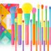 Docolor Makeup Brushes 15 Pcs Colourful Makeup Brush Set Premium Gift Synthetic Kabuki Foundation Blending Face Powder Blush Concealers Eyeshadow Rainbow Make Up Brush Set - Dream of Color 15 Piece Set
