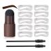 Eyebrow Stamp Kit 1-Step Brow Stamp and Shaping Kit Waterproof Eyebrow Stamp Shaping Set with 10 Eyebrow Styling Mode Card(Brown 1 Set) Dark Brown*2
