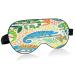 Cute Chameleon Tropical Plants Sleep Mask Light Blocking Eye Mask for Sleeping with Adjustable Strap Cartoon Animals Soft Lightweight Eye Cover Blindfold for Men Women Work Travel Naps