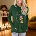 Christmas Elk Print Long Sleeve Women's Sweatshirt Hoodie with Pockets - Medium Army Green - Buy Online on GoSupps.com