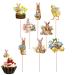Cake Topper for Easter | Cupcake Bunny Topper Paper Pick - Vivid Cake Toppers Spring Party Supplies for Photo Booth Background Candy Box Photo Wall Neecs