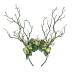 MOSTORY Handmade Green Branch Crown Forest Flower Hair Accessories Forest Antler Headpiece Flower Fairy Headband for Women Girls Ren Fair Elf Cosplay Halloween Party