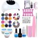 Warm Girl Nail Extension Gel Nail Kit Nail Strengthen 36W UV/LED Nail Lamp Nail Art Manicure Set with 12 Colors Nail Glitter Powders Nail Tips for Nails (Clear White Pink) 259