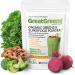 GreatGreens - Organic Greens & Superfood Powder - High Fibre Smoothie Drink - Green Food Fruits Vegetables Herbs Sprouts & Mushroom - Nutritious Raw Organic Greens Powder - 300g