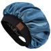 Hat Hut Satin Bonnet Silk Bonnet Sleep Cap for Women Hair Bonnet for Curly Hair Sleeping Adjustable Wide Band Double Layer One Size A02-Prussian Blue