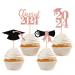 36 Pcs 2024 Graduation Cupcake Toppers Glitter Graduation Cupcake Picks Class Of 2024 Grad Cap Diploma Cupcake Toppers Graduation Theme Party Cupcake Decorations Supplies Rose Gold