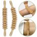 Deston 2pcs Wooden Therapy Massage Stick 12 Roller Tool for Maderoterapia, Lymphatic Drainage, Handheld Cellulite Trigger Point Manual Muscle Release Rolling Massager Stick, Curved + Straight Straight+Curved