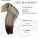Hetto Real Hair Extensions - Ombre Dark Brown to Medium Blonde Mix 100g 45cm | Remy Quality Tresses for Hair Recovery - Buy Online on GoSupps.com