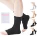360 relief ankle compression socks - open toes compression stockings women and men - ankle support for running sports gym cycling - with mesh laundry bag S -M black