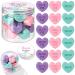 Loopeer 18 Pcs Valentine's Day Mini Heart Shaped Conversation Hand Soap Valentines Words Design Soaps in a Jar Valentines Gift Party Favors Handmade Soap for Party Favors(Pink Purple Green)