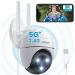 ieGeek 2.4G/5GHz PTZ Security Camera Outdoor, 2K 3MP Dual-Band WiFi CCTV Camera, Color Night Vision, WiFi Home IP Camera with Human Detection, Siren, 2-Way Audio, Work with Alexa, Memory/Cloud(Wired)