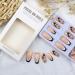 Medium Length Coffin Nude Butterfly Glitter Press on Nails - 24Pcs/Set - Buy Online on GoSupps.com