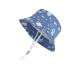 LANGZHEN Beach Sun Protection Hat for Baby Girls Adjustable Toddler Kids Hat Wide Brim Summer Play Hat with Chin Strap Whales- Navy 2-4 Years