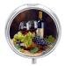 Round Pill Box Art Red Wine Galsses & Grapes Print 3 Compartment Medicine Pill Case Print Pill Organizer Decorative Metal Portable Pill Box Pocket Pill Box