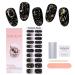 TOROKOM Semi-Cured Gel Nail Strips Black Moon Gel Nail Strips Long Lasting Ombre Real Nail Polish Strips Wraps with Cuticle Stick Nail File Nail Wipes & Sealing(UV/LED Lamp Required)