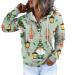 Yihaojia Christmas Hoodies Women Xmas Funny Graphic Print Blouse Tops V Neck Button Up Long Sleeve Holiday Sweatshirt Black#132 Large