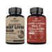 Grass Fed Desiccated Beef Liver Capsules (180 Pills 750mg Each) - Natural Iron Vitamin A B12 for Energy + Super-Absorb Multi Collagen Pills (Type I II III V X) Organic Herbs and Bioperine Bundle