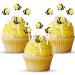 24Pcs Bumble Bee Cupcake Toppers Little Figurine Big Eyes Cute Bee Cupcake Picks Oh Baby Cake Decoration for Bee Theme Baby Shower Kids Boys Girls Birthday Party Decorations Supplies Gifts Style 2