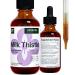 Milk Thistle 2 fl oz Liquid Extract - Natural Liver Support Drops - Cleanse and Detox Herbal Supplement - Silybum Marianum Tincture for Man & Woman - Family Size - High Potency - 45-Day Supply 2 Fl Oz (Pack of 1)