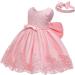 Lace Baby Girls Dress with Bow, Flower Detail | Wedding Pageant Baptism Christening Tutu Gown | Baby Pink | 0-24 Months, 3-4 Years - Buy Online on GoSupps.com