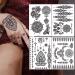 Black Henna Temporary Tattoos Set - Sexy Lace, Indian Mandala, Elephant, Flower Chain Designs - Waterproof Body, Arm, Face Decals for Wedding Party - 6 Sheets - Buy Online on GoSupps.com