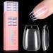 AILLSA Short Coffin Nail Tips - Press On Half Matte Pre-filed Soft Gel Full Cover Nail Tips False Fake Coffin Nails Clear Acrylic Gelly Tips for DIY Nail Extensions 360 PCS 12 Sizes With Gift Box EX Short Coffin 360PCS