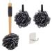 Loofah Bath Set with 1 Loofah on A Stick 2 Sponge Poufs and 1 Shower Hook