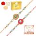Ghasitaram Gifts Rakhi for Brother Rakhis Online - Set of 2 Rm- 643 and Rm- 654 Premium Rakhis with 200 GMS of Kaju katli and 200 GMS of Soan Papdi