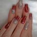 GORS Summer Wine Red Press on Nails - Medium Coffin Square Sparkle Gold Powder Fake Nails Glue on Nails Full Cover Stick on Nails False Nails Acrylic Nails Artificial Nails for Women 24Pcs/Set Wine Red & Sparkle Gold Pow...