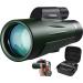 Monocular, CAMMOO 24mm Large Eyepiece, 1250 High Power Monocular Telescope for Bird, Wildlife, Stars Watching, Camping, SMC Clear Low Light Vision, IPX7 Waterproof Monocular with Smartphone Adapter Green
