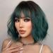 Testar 14 inch short bob wig with pony for women green ombre wig shoulder length synthetic cosplay wig colorful for everyday use
