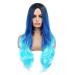 HANNE Long Hair Body Wave Ombre Bluish Teal Blue Wig | 3 Tone Colors | Heat Resistant Synthetic Hair | Navy Blue Wig for Black and White Women - Buy Online on GoSupps.com