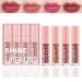 4 Colors Hydrating Lip Gloss Set Plumping Liquid Nude Lipstick Moisturizing Lip Stain Waterproof Lip Oil for Repairing Lightening Lip Lines Lip Care Product Lip Gloss Set for Women(Set B) lip gloss-B