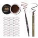 Eyebrow Styling Gel Shaping Kit Long Lasting Waterproof Eyebrow Pomade Dark Brown Eyeliner Dual-ended Eyebrow Pencil Kit with 24 Eyebrow Pen Stamp Stencils
