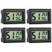 Gudoqi Digital Thermometer Hygrometer 4 pieces Mini digital temperature meter moisturizers for reptiles incubator aquarium greenhouse cars at home office black
