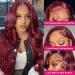99J Burgundy Body Wave Lace Front Wig | Human Hair | 24 Inch 180% Density Pre Plucked Glueless Wig for Black Women - Buy Online on GoSupps.com
