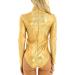 Elegant Women's Metallic Ballet Jersey Dance Body Suit - Long Sleeve Shiny Gymnastics Wear - Buy Online on GoSupps.com