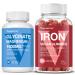 VEGEPOWER Iron Supplement Gummies + Magnesium Glycinate 1600 MG with Vitamin B6 180 Count