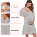 Sykooria Women's Nursing Nightdress | Soft Cotton Maternity Nightgown - Grey - Size Large - Buy Online on GoSupps.com