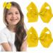 Sibba Ribbon Hair Bows Clips Barrettes - 2 Pcs 6 Inch Vintage Ponytail Holder Cheerleading Hairpin - Yellow Hairbows for Christmas, Valentine's Day, Easter - Girl's Styling Accessory - Buy Online on GoSupps.com