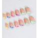 Hzacye 24 Pcs Short Press on Nails - Colorful French Design with Glossy Finish | Fake Nails for Women and Girls - Buy Online on GoSupps.com
