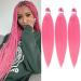 Antiensed braiding hair Easy Braid Professional itch-free synthetic fiber crochet borders yaki texture hair extensions 3 packs braid hair 66cm pink# 66 cm (3 Pack) pink (pink)