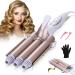 3 Barrel Curling Iron Wand-Triple Hair Waver for Beach Waves Set 1 Inch Ceramic Tourmaline Triple Barrels Hair Waving Styling Tools (Champagne Gold)