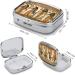 Ancient Egypt Print Pill Box for Women - 2 Compartment Portable Medicine Organizer - Decorative Metal Pill Case for Pocket or Purse - Buy Online on GoSupps.com