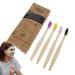 Bamboo coal toothbrush |Toothbrush with soft bristles made of charcoal - reusable toothbrush rice set made of wood for women men and adults 4 different colors