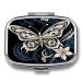 Pill Box White Butterflies and Tribal Print 2 Compartment Medicine Pill Case Pill Organizer Decorative Metal Portable Pill Box for Pocket Or Purse