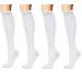 Compression stockings for women men 4 pairs white support stockings travel socks compression socks support knee socks for sports flight running traveling cycling medi nurse 35-39 white