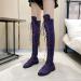 Elegant Women's Overknee High Block Heel Boots - Comfortable Winter Warm Long Socks - size 40 EU - Fool Violet - Buy Online on GoSupps.com
