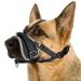NASJAC Dog muzzle - Soft nylon muzzle for small medium -sized dogs - adjustable reflective dog mowing cover with connecting belts bite bark chewing L black with headband
